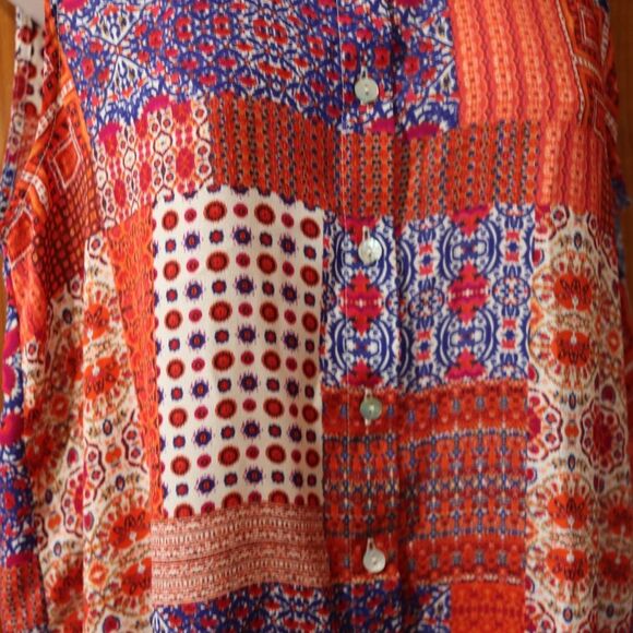 Old Navy Colorful Patchwork Sleeveless Button Front Summer Top Medium - Picture 8 of 9